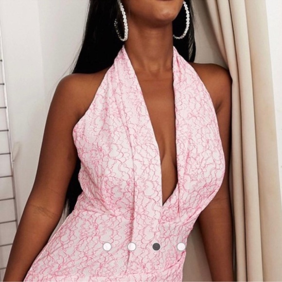 ASOS two tone lace halter midi dress - Picture 3 of 3